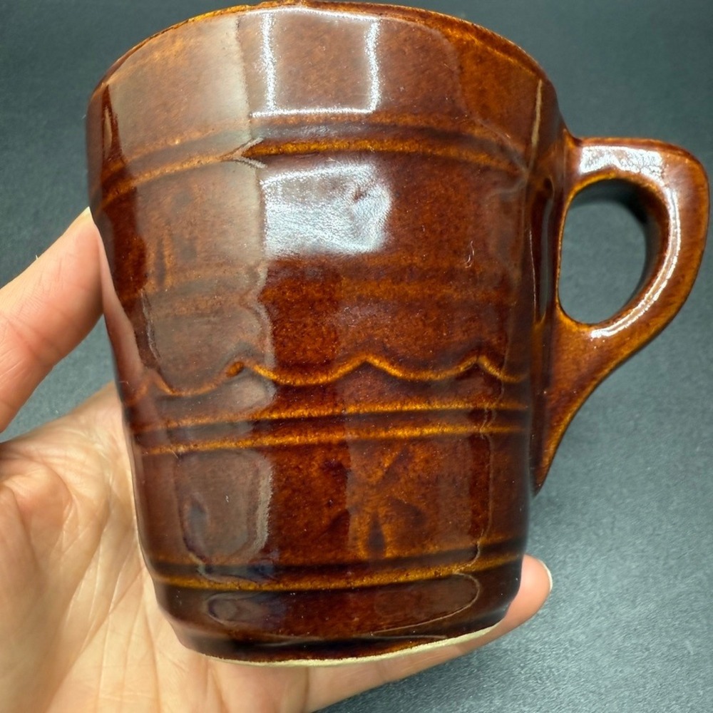 Vintage Marcrest Daisy Dot Pattern USA Stoneware Coffee Mug Solid Heavy 50s 60s - Picture 12 of 16